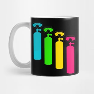 Scuba tank and mask in green pink yellow and blue Mug